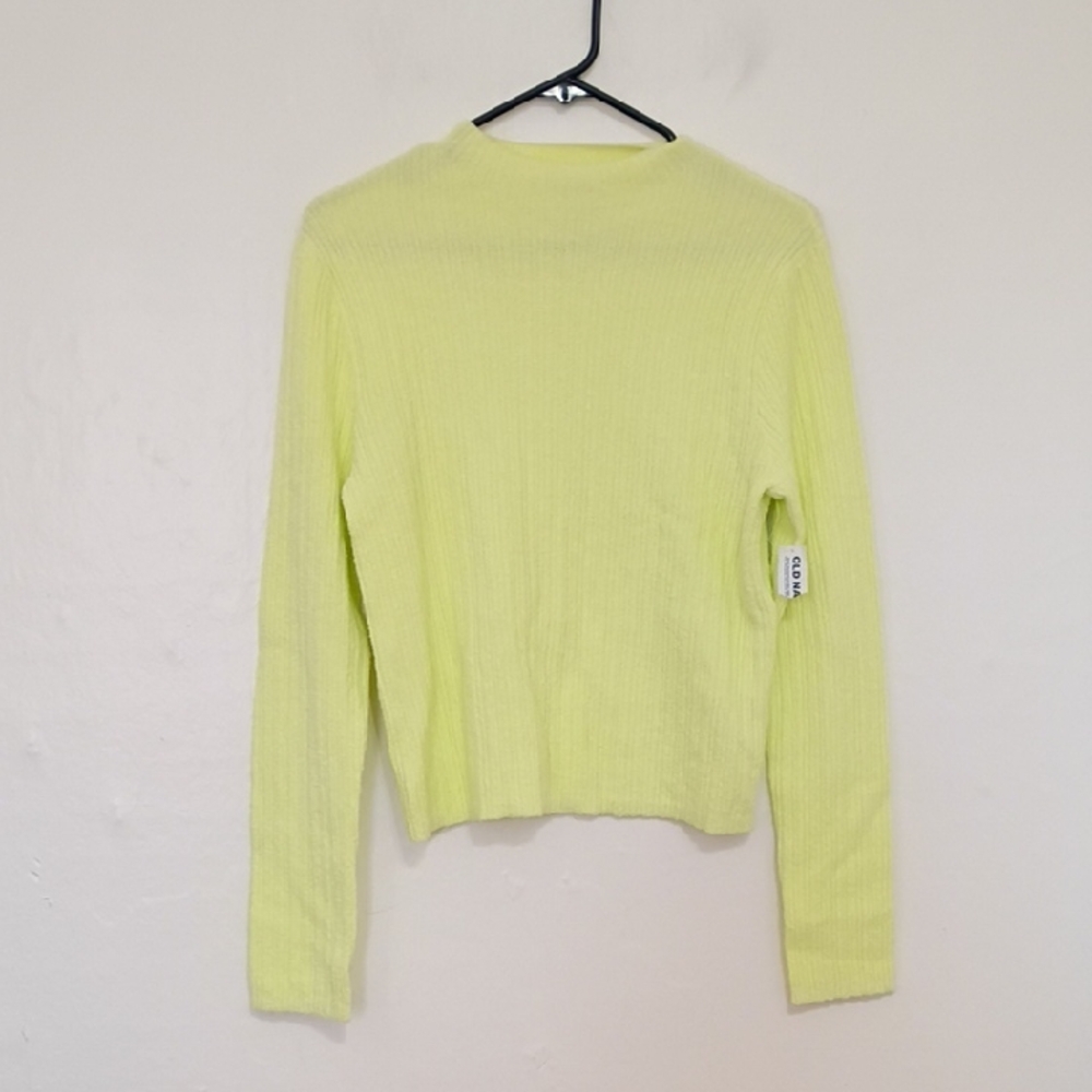 Old Navy Bright Yellow Ribbed Knit Long Sleeve Sweater Size L NWT
